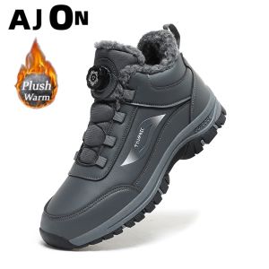 Brand winter high-top leather walking shoes for the elderly plus velvet parents shoes to keep warm mens outdoor sports shoes