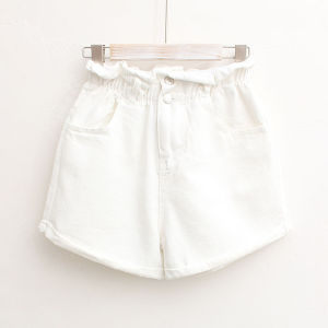 กางเกงขาสั้นยีนส์ทรงเอเอวสูงสำหรับผู้หญิงไซส์ใหญ่ ทรงหลวม กางเกงขาสั้นทรงเอ เอวยางยืด ทรงเข้ารูป ฤดูใบไม้ผลิ 2023