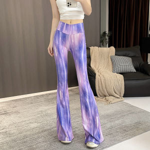 Spring Autumn High Waist Flared Pants Womens Body Shaping Yoga Dance Pants Extended Wide Leg Casual Trousers