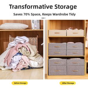 Cloth Household Drawer-type Clothing Organizer with Wooden Handle