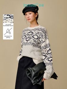 INMAN | Áo Sweater Len Thêu Hoa Văn Ôm Body Form Rộng