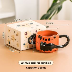 Mr.Snail | Cute Cat Coffee Mug for Girls Couples Drinking Cup Birthday Gift