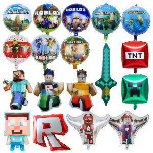 Roblox Game Party Decoration Balloons Aluminum Foil My World Pixel War Decorative Festival Celebration Cartoony Printed Balloons