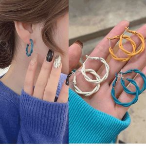 DUOLINI | Colored Twisted Silver Hoop Earrings