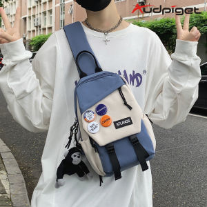 Sporty Travel Boys Crossbody Bag Trendy Outing Chest Bag Nylon Material Foldable Soft Handle Street Style Zipper Closure Leisure