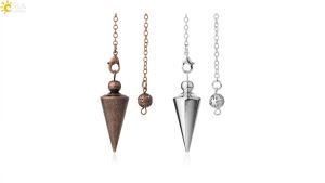CSJA Metal Dowsing Pendulum for Divination Antique Copper Shuttle Spiritual Pendulo Radiestesia Healing Pendule Esoterics G336