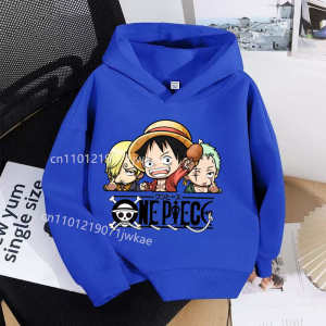 Bandai | Fashion Soft Clothes Sweatshirt Boys Girls Outfits Gifts One Piece Clothing Kids Cute Cartoon Thick Hoodie Luffy Anime Hoodies