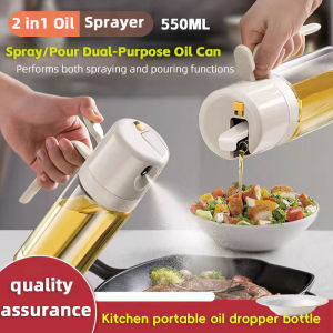 Kitchen portable oil bottle 2-in-1 550ml Oil Sprayer Oil Bottle Pourer Kitchen Glass Leakproof Oil Dispenser BBQ Tools