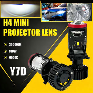 Y7D H4 Projector Lens LED Headlight Bulb 1PCS/2PCS 12V-24V High Low Beam Universal Auto Motorcycle Head Lamp Replacement
