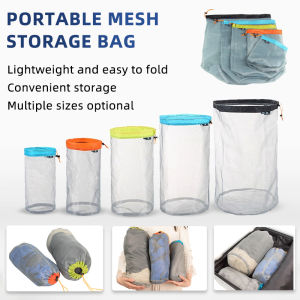 S/M/L/XL/XXL Travel Mesh Storage Bag Ultralight Outdoor Drawstring Stuff Sack Outdoor Hiking Camping Traveling Organizer