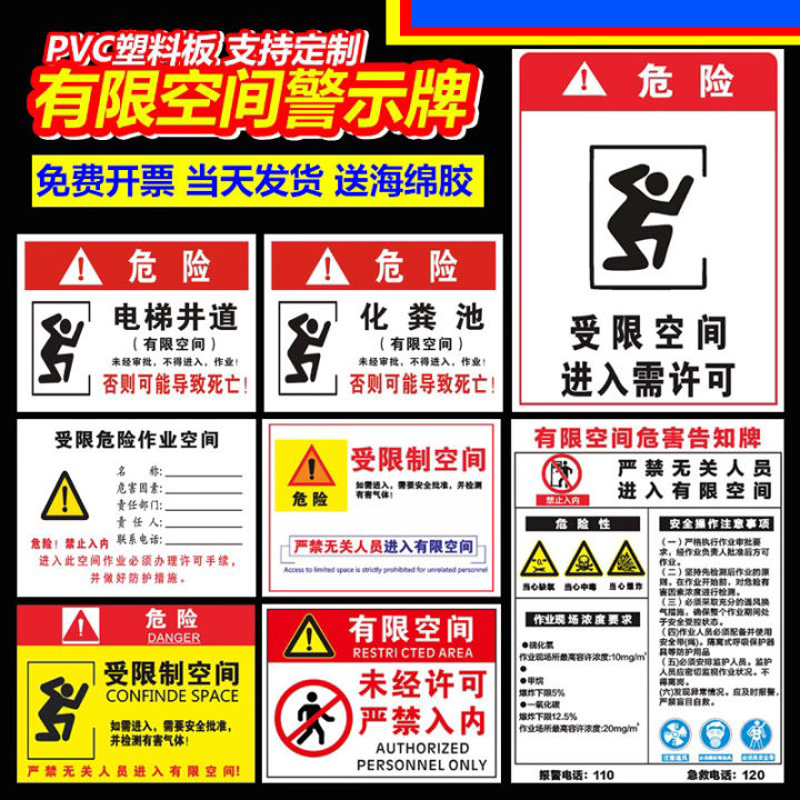 Limited Space Safety Notice Sign Elevator Shaft Septic Tank Restricted