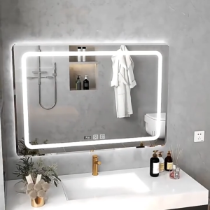 Zivon Bathroom Mirror With Light Tri-Color Stepless Dimming Frameless Mirror Wall- Mounted Smart Wall Mirror For Livingroom/Bedroom/Hotel/Salon