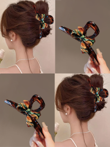 Acrylic Hair Claw Clip Female Style French Oil Painting Butterfly Knot Shark Clamp Hair Accessories Back of Head Bun Hair Grips