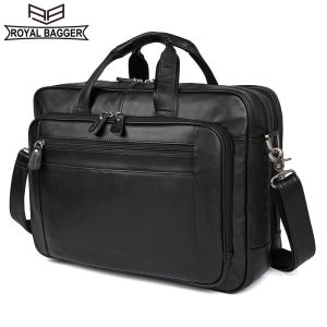 Royal Bagger Business Travel Bags For Men Genuine Cow Leather Cowhide Mens Briefcase Large Handbag 17 Inch Computer Bag Shoulder Messneger Bags