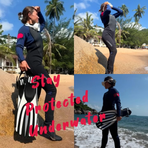 ชุดดำน้ำแขนยาวสำหรับผู้หญิง ชูด 3mm น้ำเกละ Neoprene แขนยาว ชุดดำน้ำ ชุดเล่นเซิร์ฟ