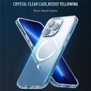 Wireless Charging Case Shockproof Hard Crystal Case For iPhone 11 12 13 Pro Max Mini X XS 7 8 Plus Magnetic Transparent Cover