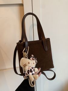 Retro Frosted Leopard Print Bucket Bag Womens Crossbody Bag Fashionable Korean Style Soft PU Leather Handbag for Young Adults