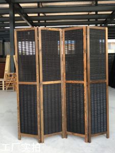 4 Panel Bamboo Room Divider Folding Privacy Screen Partition Divider for Room Separation Portable Freestanding Wall Divider for Room Bamboo Mesh Woven Design