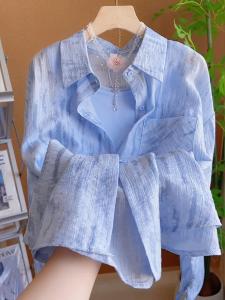 Áo Thun Cổ Polo Dài Tay Mỏng Thời Trang Mùa Hè Cho Nữ Áo Chống Nắng Áo Khoác Ngoài Chất Liệu Cotton Dáng Rộng Thoáng Khí