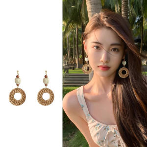 ต่างหูแบบจี้ทรงกลมสไตล์โบฮีเมียน ดีไซน์หรูหรา เครื่องประดับแฟชั่นสำหรับวันหยุดที่ชายหาด เครื่องประดับหูแบบจี้เงินแท้ 925