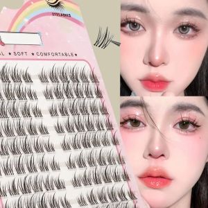 ขนตาปลอมแบบม้วนผมธรรมชาติ 120 กลุ่ม ขนตาปลอมโปร่งใสความจุขนาดใหญ่ 10 แถว สไตล์นางฟ้านุ่ม