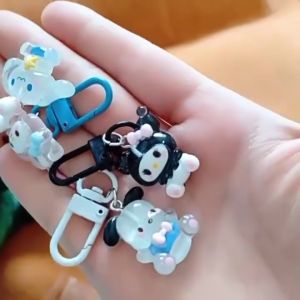 Sparkling Sanrio Keychain Cartoon Girl Heart Jade Guigou Kuromi Bag Pendant Cute Accessories