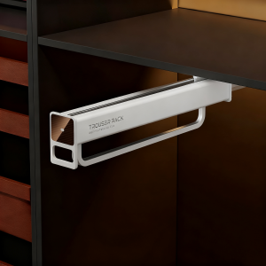 Pull out Shallow Cabinet Hanging Rod Wardrobe Top Mount Storage Pants Rack Home Use Cloakroom Retractable Slide Rail