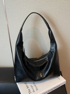 Large Capacity Womens Shoulder Handbag Commute Vintage Style Tote Bag Fashionable Trendy Pure Color PU Leather Bag