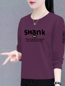 Womens Pure Cotton Long Sleeve T-Shirt round Neck Loose Fit Spring Autumn New Style Korean Version Slimming Versatile Base Shirt