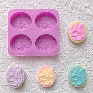 4-hole oval butterfly shaped silicone soap mold handmade aromatherapy mold DIY candle and soap making mold