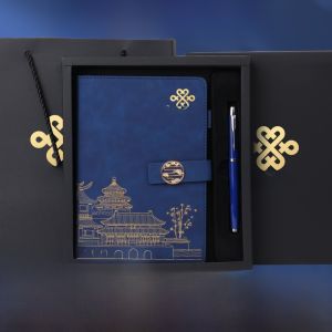 Soft Leather Notebook Set Meeting Gift Box Customizable Logo Stationery Business Supplies Palace Cultural Creative Office Notebook