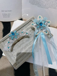 Original Elsa Princess Ice And Snow Fairy Wand Diamond Crown Magic Wand Childrens Hair Accessories Hairband Fashion Jewelry