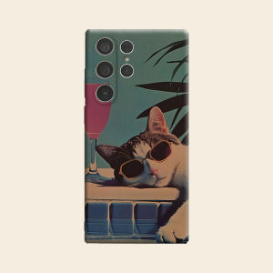 BILIBILI | Pool Vacation Cool Cat Luxury Fashion Full Lens Protective Case for Samsung Galaxy S26 S25 S24 A56 A36 Plus Ultra