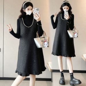 Elegant Ageless Pearl Decorated Maternity Dress Set
