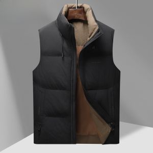 HENGYUANXIANG | Hengyuanxiang Mens Thickened Warm Stand Collar Down Vest Autumn Winter Outerwear Fashionable Urban Style Polyester Fiber