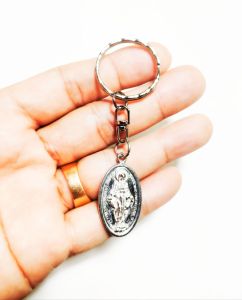 Miraculous Medal Medium Size and Amulets in One Key Holder with Pouch for All Season Souvenir