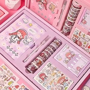 Ins Cute Dairy Notebook Set Stationary Set Journal Set Planner Book Buku Comel Korea Birthday Gift Set | 手帐本套装