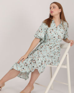 FAME - Tiered Midi Dress Wanita Floral Print Dusty Pink - 9511051