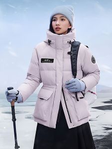 Bosideng down Jacket Womens Short Thickened Goose down Winter Coat Street Style Straight Cut Polyester Fiber Windproof City Casual