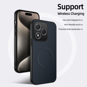 szhaiyu | For Magsafe Magnetic Wireless Charging Phone Case for Honor 600 Pro 600Lite Luxury Carbon Fiber PU Leather Protective Cover