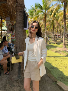 เสื้อสูทผู้หญิง Pusumede ผ้ามัดย้อมฮันมา ทรงหลวม น้ำหนักเบา สไตล์ลำลอง เสื้อคลุมกันหนาวแบบสวมสบาย ผ้าฝ้ายผสมโพลีเอสเตอร์