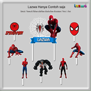 Topper cake spiderman custom nama hiasan kue & buket