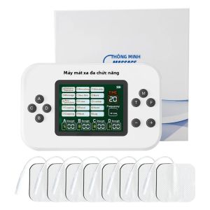Máy Kích Thích Cơ TENS 15 Chế Độ Với 4 Đầu Ra Máy Massage Vật Lý Trị Liệu EMS Chuyên Nghiệp Với 8 Miếng Dán Để Thư Giãn Cơ Thể