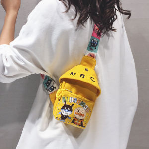 Trendy Cartoon Canvas Crossbody Bag Womens Single Shoulder Chest Bag Korean Style Forest System Childrens Bag New 2025