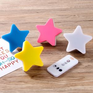 MINI Star-Shaped รีโมทคอนโทรลไฟกลางคืน LEDโคมไฟหัวเตียงประหยัดพลังงานสำหรับห้องนอนหรี่แสงได้