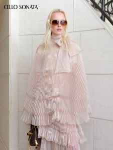 Cello Sonata | French Style Sheer Pleated Bow Blouse