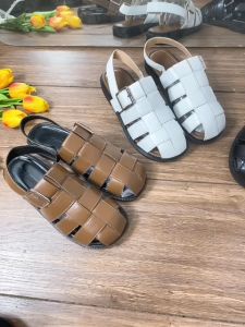 Giày sục dép quai hậu nữ đan ô kẻ da mềm đế PU chống trơn trượt thời trang