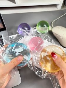 UNRAION Squishy Ball Transparent TPR Stress Relieving Toy Ball