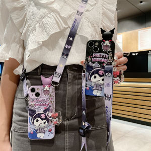 Cartoon Kawaii Blinking Plush Phone Case for VIVO S Series Soft Silicone Anti-Fall Lanyard Trendy Eco-Friendly Full Cover Protection