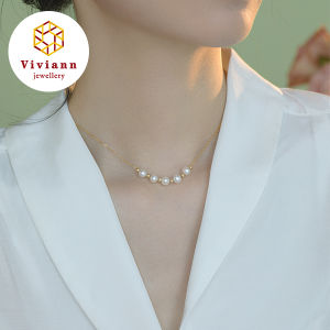 Viviann Original sterling silver New Beads Womens Neck Chain Kpop Pearl Choker Necklace Gold Color Goth Chocker Jewelry On The Neck Pendant Collar For Girl Pearl Charms Chain Choker Necklaces & Pendant For Women